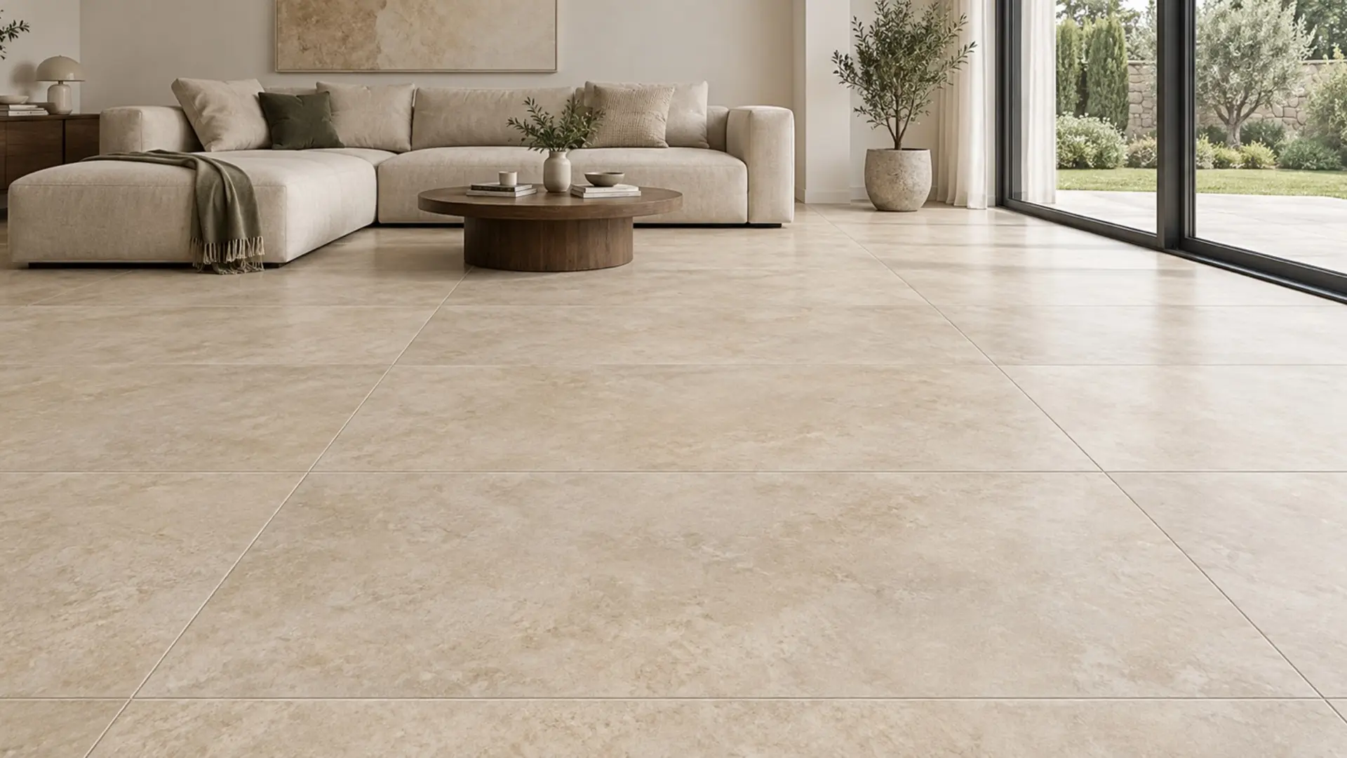 Intérieur avec grand carrelage
