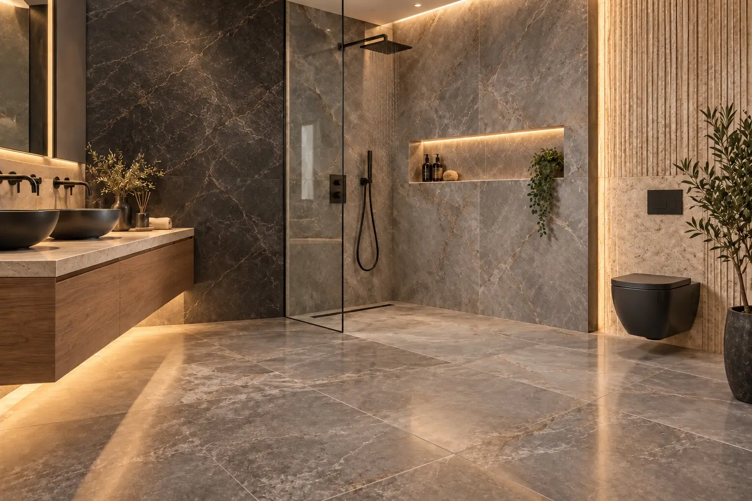 Carrelage dans une salle de bains